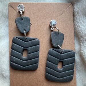 Gray Geometric Dangle Earrings